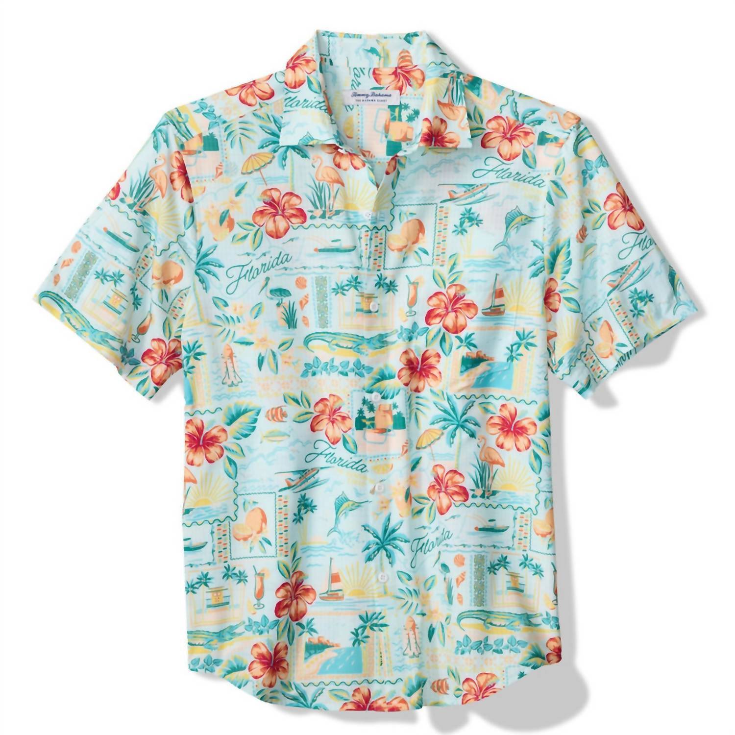 New Tommy Bahama Men's Short Sleeve Coast Florida Fun Camp Shirt In Gulf Shore
